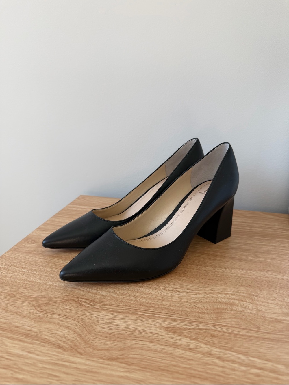 Marc Fisher Black Pointed Block Heel Pumps